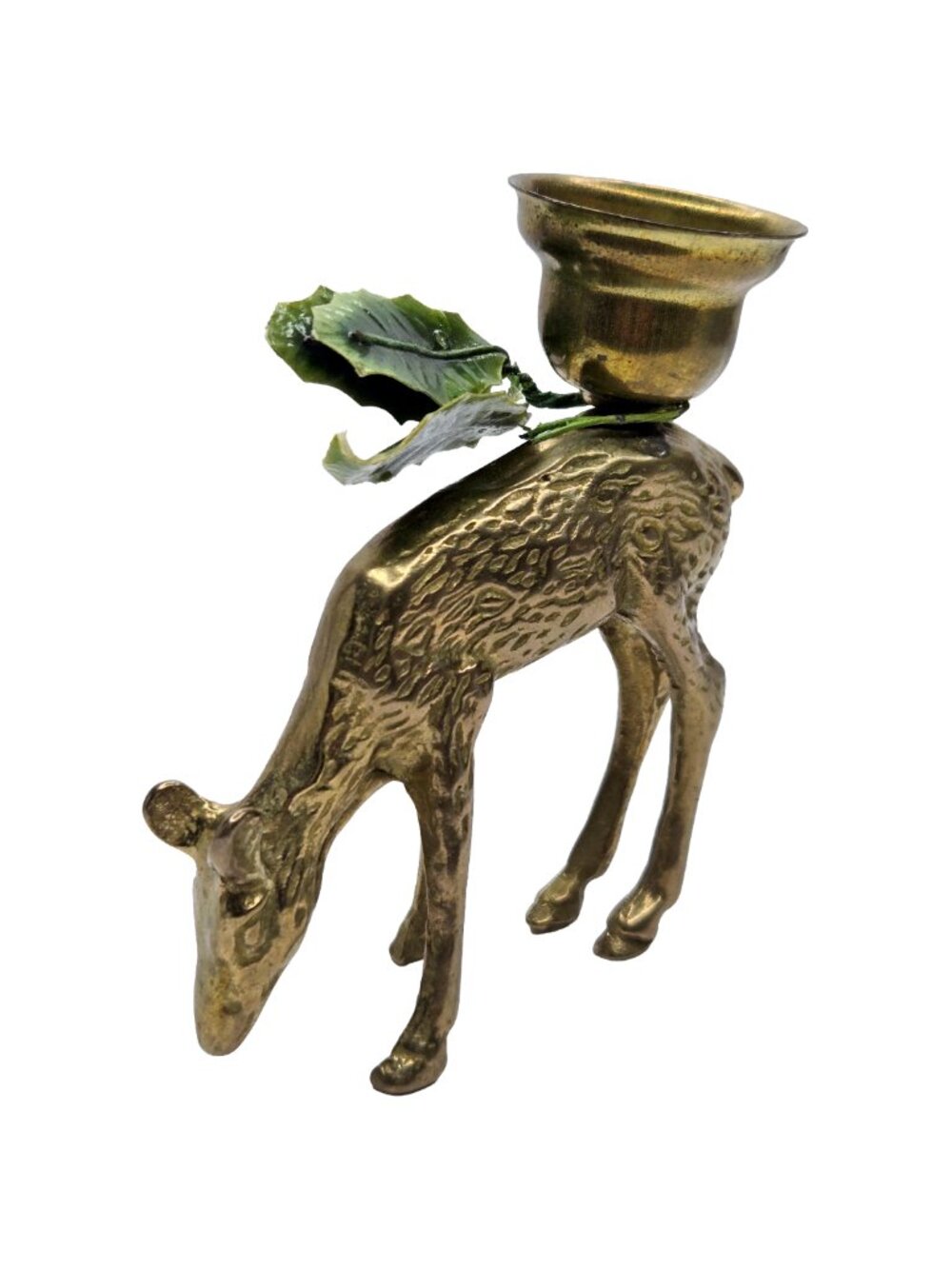 Vintage Brass Deer Stag Doe Candle Holder Decor